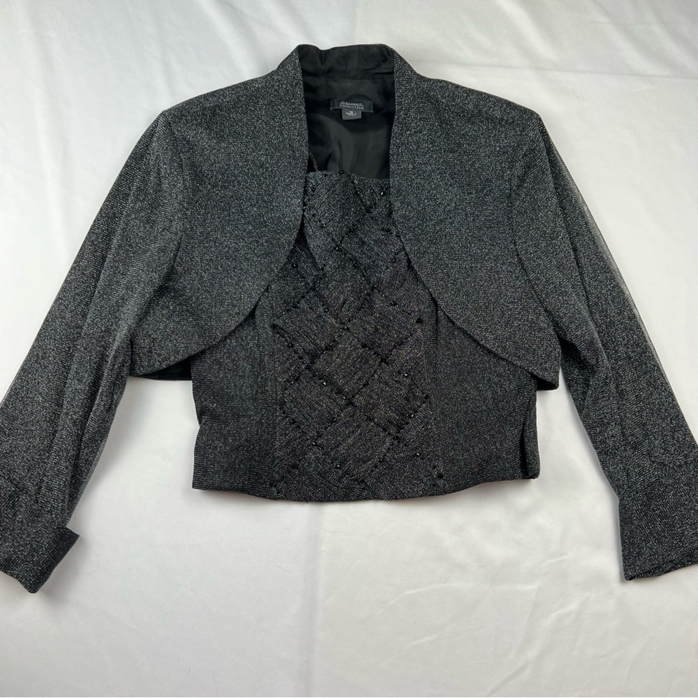 Dress Barn - Women’s Top and Blazer (2 piece) - Beaded - Black/Gray Shimmer - 10